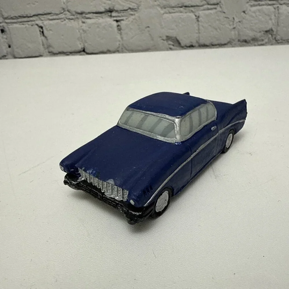 Christmas Village Blue Retro Car Miniature Resin Figurine